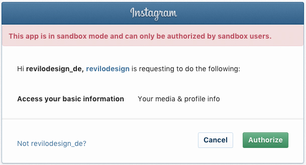 authorize instagram app