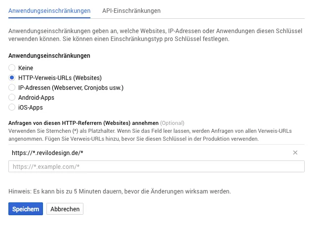 google maps api key anwendungseinschränkungen