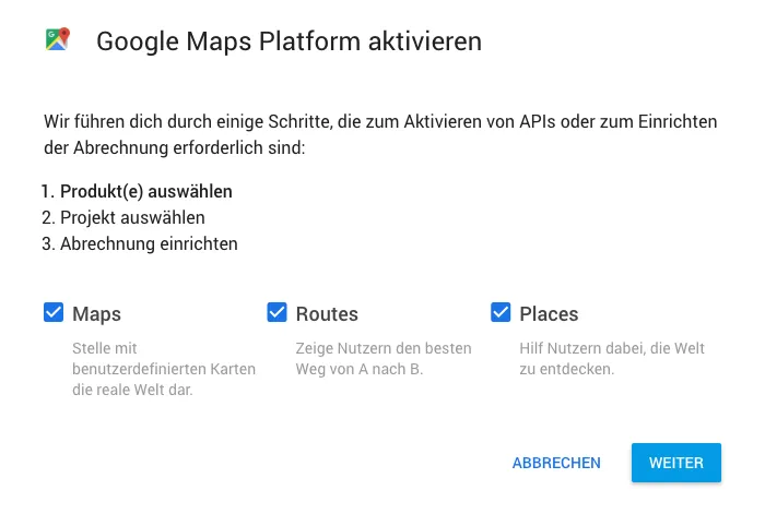 google maps plattform aktivieren