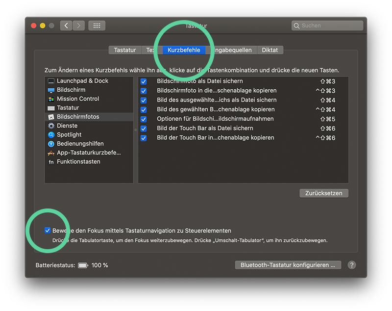 Mac Mit Tastatur zwischen Buttons wechseln und bestätigen