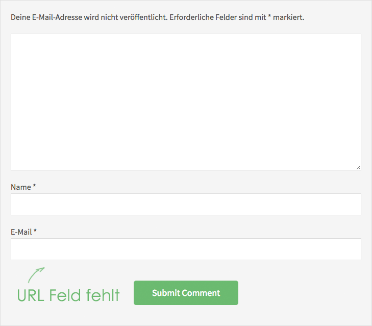 url website feld aus dem wordpress kommentarformular entfernen